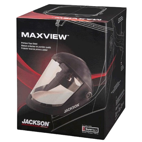 Jackson Safety Lightweight MAXVIEW Premium Face Shield with 370 Speed Dial Ratcheting Headgear – Uncoated Clear SUREWERX