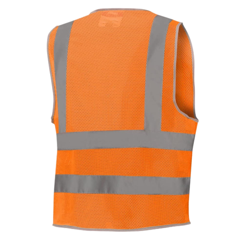 Pioneer Safety Vest for Men – Hi Vis Reflective Mesh Neon with 8 Pockets, Zipper Closure for Construction, Traffic, Security Work – Orange, Yellow/Green, V1025250U-L