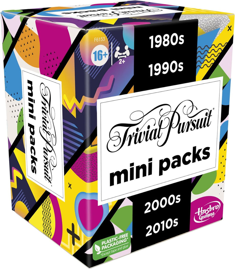 Hasbro Gaming Trivial Pursuit Mini Packs Multipack, Fun Trivia Questions for Adults and Teens Ages 16+, Includes 4 Game Featuring 4 Decades Rinovelty