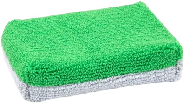 Autofiber Thin [Saver Applicator Terry] Ceramic Coating Applicator Sponge | 12 Pack | with Plastic Barrier to Reduce Product Waste. (Green/Gray)
