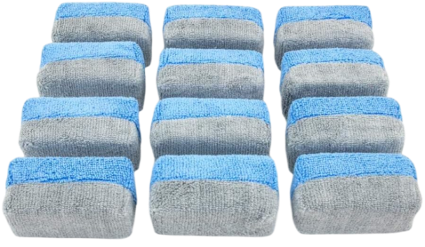 Autofiber [Saver Applicator Terry] Ceramic Coating Applicator Sponge  12 Pack  with Plastic Barrier to Reduce Product Waste. (BlueGray, Mini)