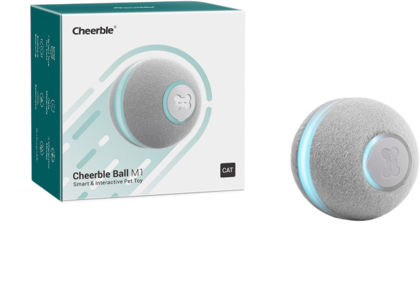 Cheerble Interactive Cat Ball Toy, Automatic Moving Ball Puzzle (Gray)
