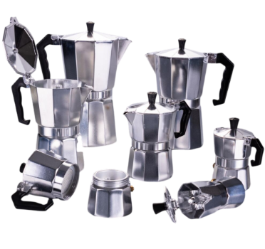Iconic Stovetop Espresso Maker, Makes Real Italian Coffee, Moka Pot 6 Cups, Aluminium, Silver Affirma Distributors