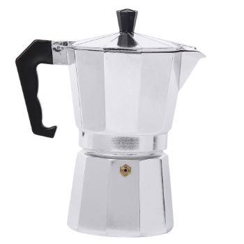 Iconic Stovetop Espresso Maker, Makes Real Italian Coffee, Moka Pot 6 Cups, Aluminium, Silver