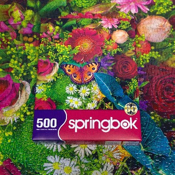 Springbok Spring Fever 500 Piece Jigsaw Puzzle for Adults - Colorful Butterfly and Flowers - Relaxing Puzzle with Unique Precision Fit Pieces - Finished Size 20 x 20
