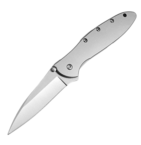 Volt SS Folding Pocketknife, 3.5" 8Cr13MoV Stainless Steel Drop Point Plain Edge Blade, Assisted One Hand Opening, 3 Position Pocket Clip,Grey