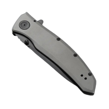 Pocketknife - Steel Drop Point Plain Edge Blade, Assisted Opening, Frame Lock EDC (Grey/Black) Affirma Distributors