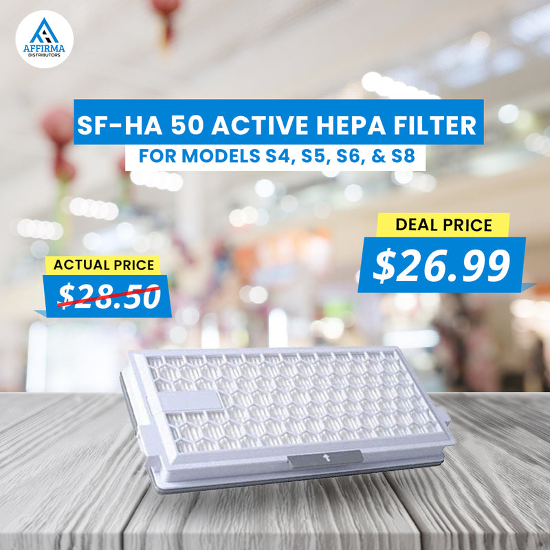 SF-HA 50 Active HEPA Filter for Models S4, S5, S6, &amp; S8 & Vacuum Plastic Bent End Hose - Compatible with S2110, S501, S524 &  SF-AAC50, AirClean Filter with TimeStrip Filter for Vacuum Cleaners Deals