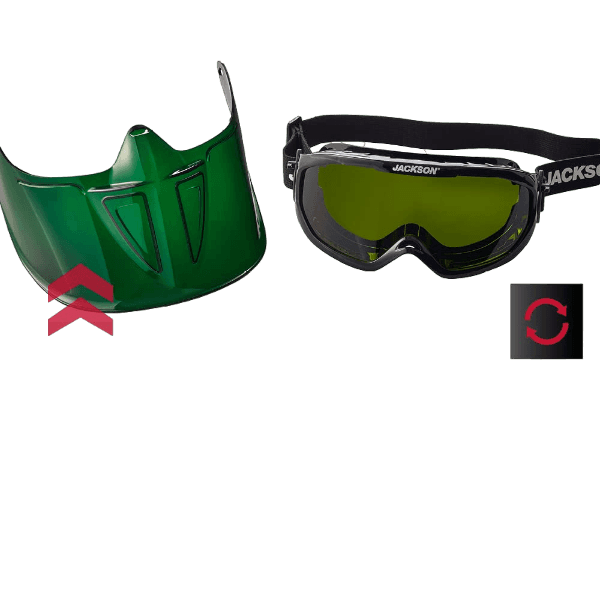 Jackson Safety GPL550 Premium Goggle with Detachable Face Shield, Anti-Fog Coating, Shade 5 IR Lens, Green, 21002 SUREWERX