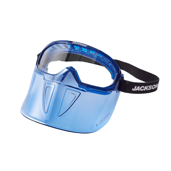 Jackson Safety GPL500 Premium Goggle with Detachable Face Shield - Anti-Fog Coating - Clear Lens – Blue - 21000 SUREWERX
