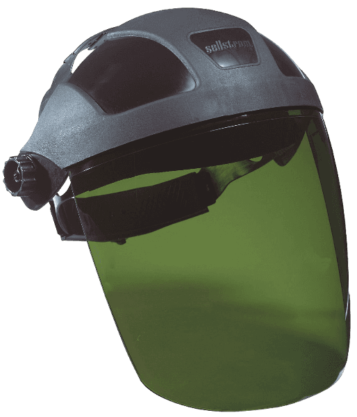 Sellstrom Single Crown Safety Face Shield with Ratchet Headgear, Shade 3 IR Tint, Uncoated, Black, S32030 SUREWERX